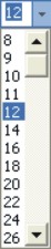 Microsoft Word Fonts: font size drop-down list box