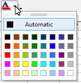 Color palette for Excel content: Font Color button
