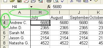 Excel Worksheets: Freeze Panes example 2