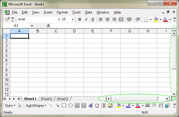 Microsoft Office Excel: Scroll Bars example