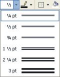 Borders and Shading for Word Table: line weight button